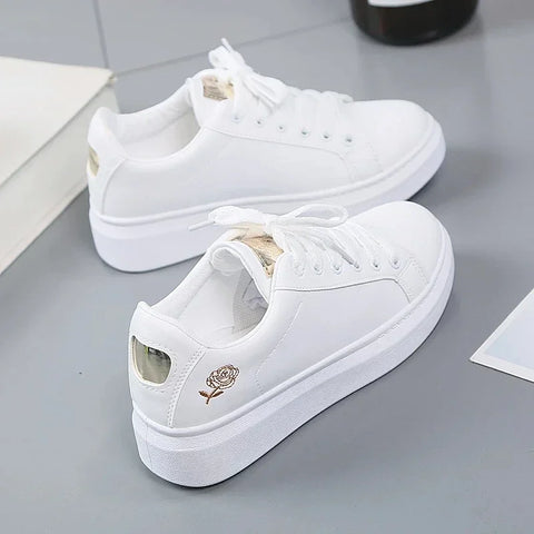 LunaStep™ Women’s Platform Sneakers – Breathable White Casual Shoes