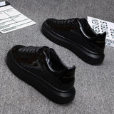 Red lacquered men's shoes Fashion black casual skateboard shoes Outdoor tennis walking shoes Universal men and women