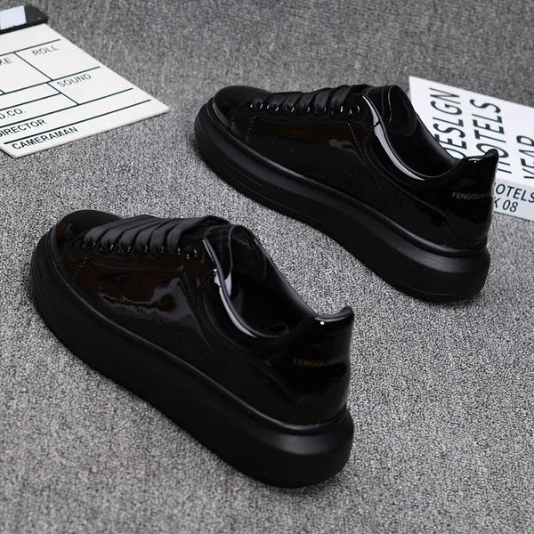 Red lacquered men's shoes Fashion black casual skateboard shoes Outdoor tennis walking shoes Universal men and women