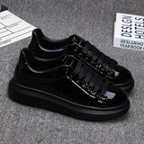 Red lacquered men's shoes Fashion black casual skateboard shoes Outdoor tennis walking shoes Universal men and women